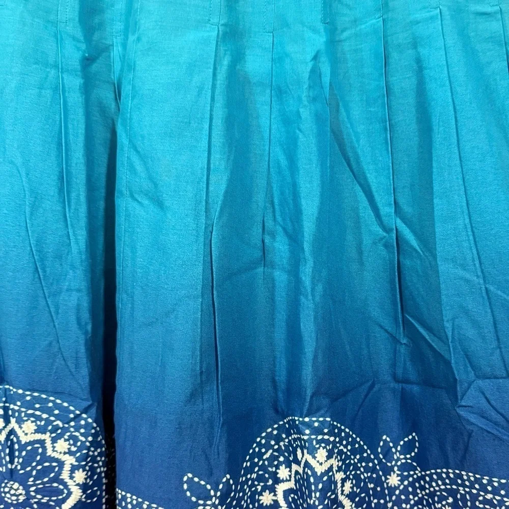 Jones New York Skirt Floral Print A Line Skirt Coastal Boho Ombré Blue Size 4